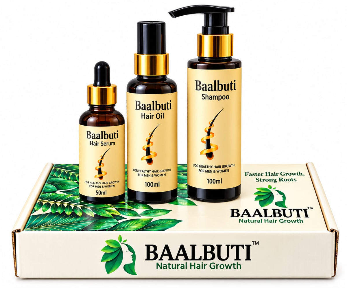 Baalbuti Complete Ayurvedic Hair Care Kit (Oil + Shampoo + Serum) | 3-Step Hair Regrowth Treatment