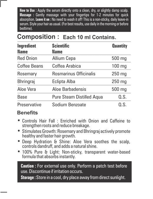 Baalbuti Advanced Hair Growth Serum | 100% Steam Distilled Rosemary & Caffeine Ark (50ml)
