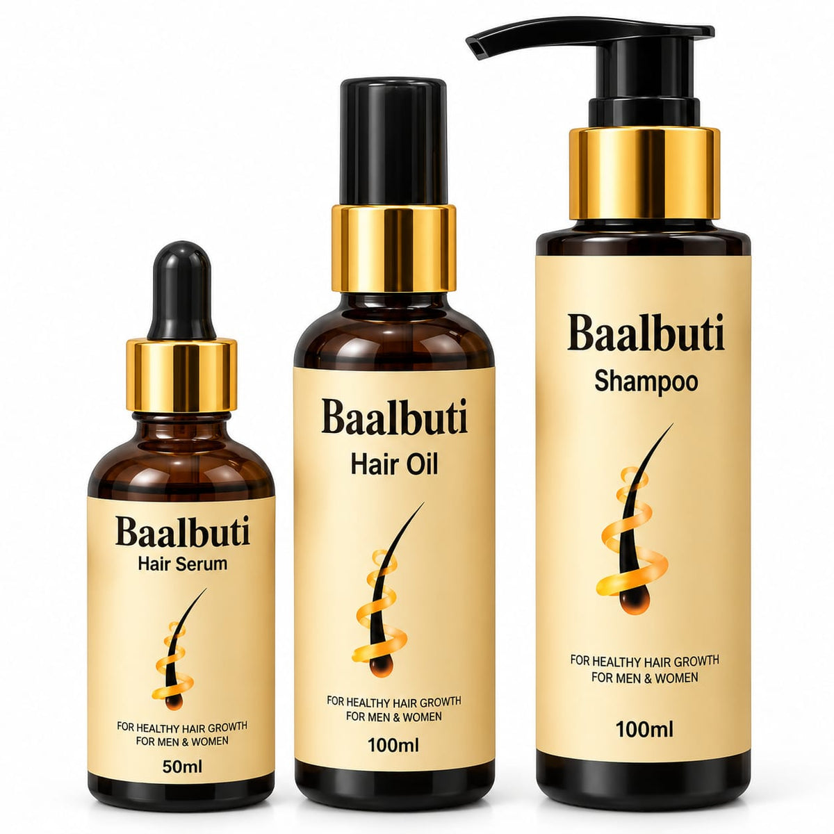 Baalbuti Complete Ayurvedic Hair Care Kit (Oil + Shampoo + Serum) | 3-Step Hair Regrowth Treatment