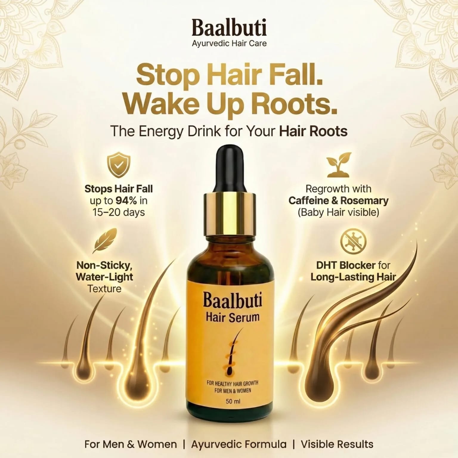 Baalbuti Complete Ayurvedic Hair Care Kit (Oil + Shampoo + Serum) | 3-Step Hair Regrowth Treatment