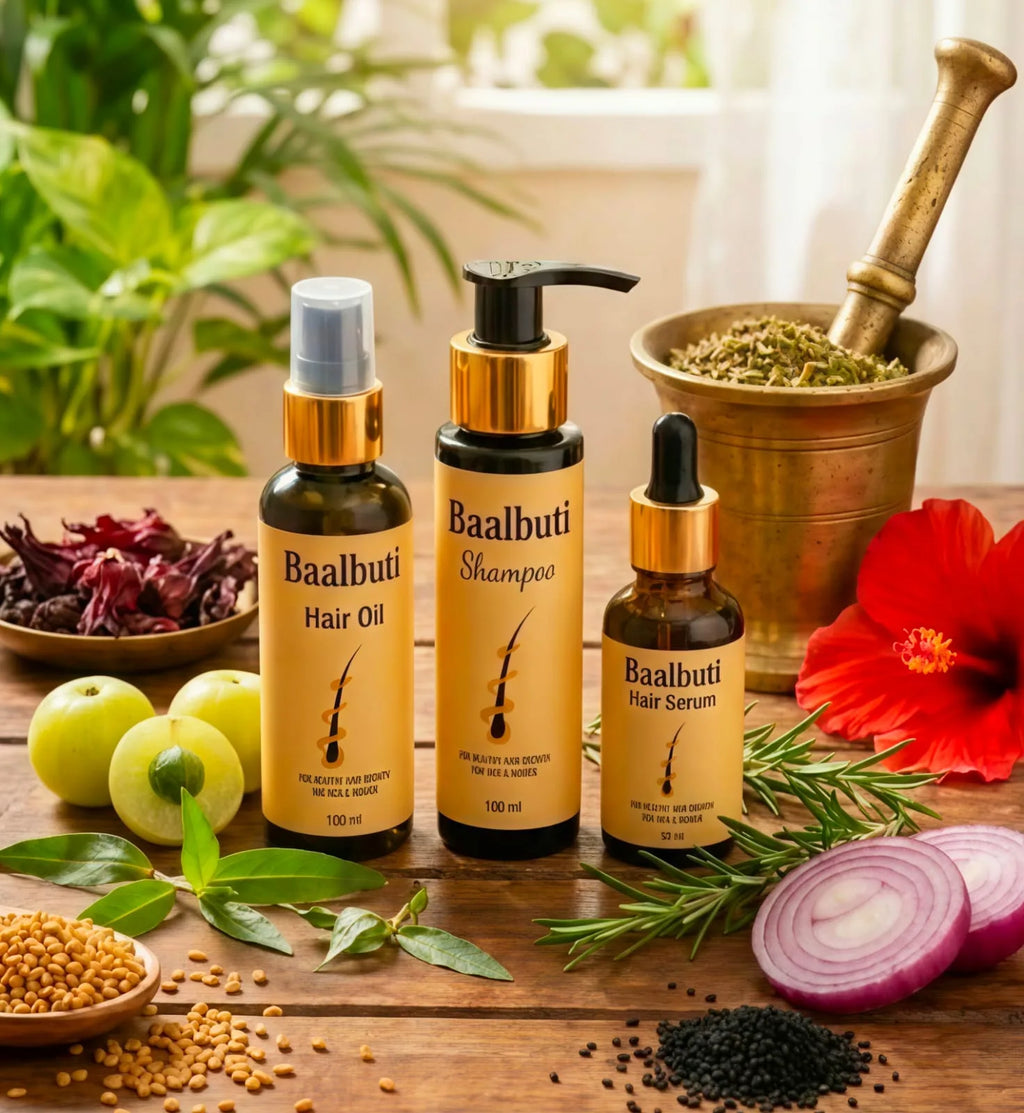 Baalbuti Complete Ayurvedic Hair Care Kit (Oil + Shampoo + Serum) | 3-Step Hair Regrowth Treatment