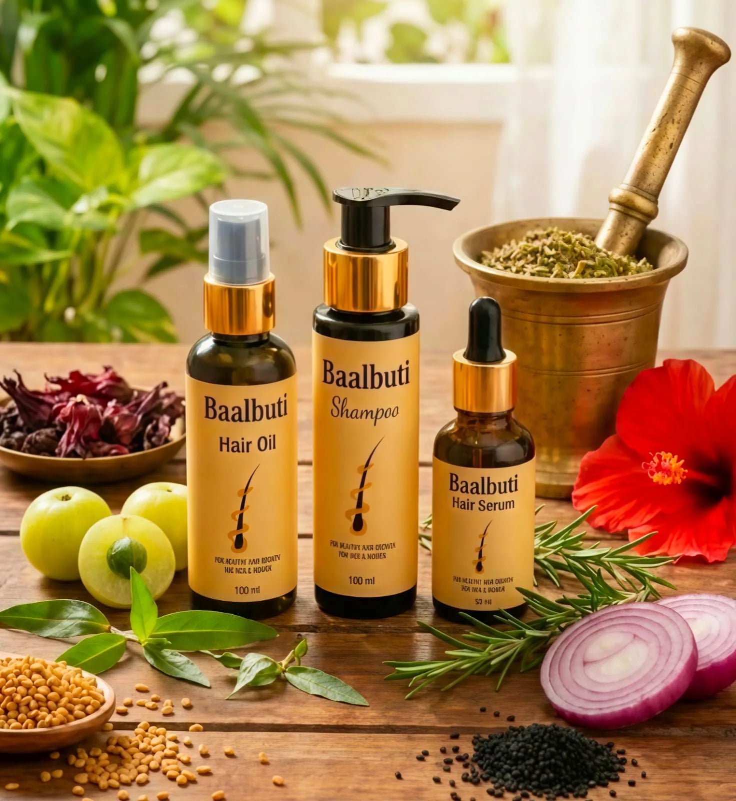 Baalbuti Complete Ayurvedic Hair Care Kit (Oil + Shampoo + Serum) | 3-Step Hair Regrowth Treatment